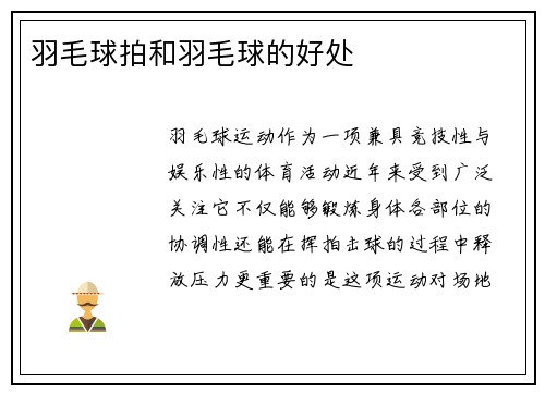 羽毛球拍和羽毛球的好处